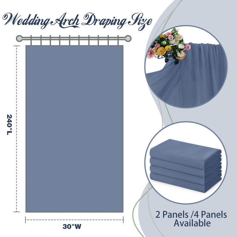 SiinvdaBZX 2 Panels Wedding Arch Draping Fabric 30" x 20Ft
