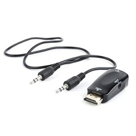 Gembird a-hdmi-vga-02 Video Cable Adapter – Video Cable Adapters (HDMI, VGA (D-Sub), Male, Female, Black, 3.5 mm (1/8 Inch)