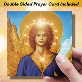 St Raphael Necklace - Archangel Raphael Sigil from The Ancient Book of King Solomon - Healing Prayer Included - Angel Wing Pendant - Miraculous Medal - Guardian Amulet - Pastel White Crystal