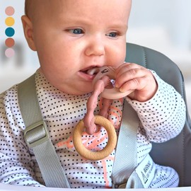 Teething Toys for Baby | Infatot® MultiTexture Wooden Teether | Baby Teether | Baby Essentials for Newborn Toys | Baby Shower Gifts | Baby Girl Gift | Baby Toys 0-6 Months | Baby Gifts - Pink