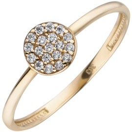 Jobo Women's Ring 333 Yellow Gold 19 Zirconia Gold Ring, Yellow Gold, Cubic Zirconia