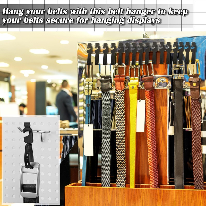 Geelin 100 Pack Belt Hanger Black Plastic Belt Hangers, Tie