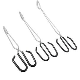3 Pack Heavy Duty Scissor Tongs，9/11/ 12 Inch Cooking Grilling Scissor Tongs，Kitchen Baking Bread Food Tongs Tool for BBQ（black)