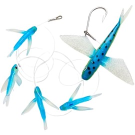 OCEAN CAT Flying Fish Fishing Trolling Lures Baits with Rigged Hook 9/0 for Marlin Tuna Mahi Dolphin Durado Wahoo Big Game Saltwater Fishing Tackle