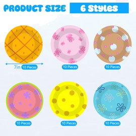 60 Pcs 7 Inch Yellow Sponge Cartoon Plates Yellow Sponge Theme Party Supplies Disposable Dinner Plate Ocean Paper Plates for Birthday Baby Shower Party Decorations Under the Sea PartiesTableware