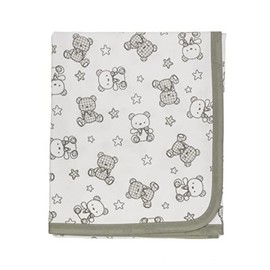 Ti TIN Soft, absorbent baby blanket, 80 x 75 cm, crawling blanket made of 100% cotton with double-layered fabric, baby blanket for car, cradle, pram, baby seat, etc., motif: teddy bear, colour: brown