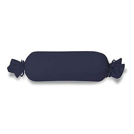 ESTELLA Cushion Cover for Bolster Fine Jersey, Sapphire, 15 x 40 cm, Perfect Fit and Bow Closure, Tumble Dryer-Proof and Non-Iron Cushion Cover Made of 100% Cotton