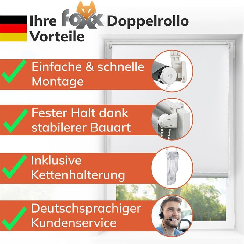 Foxx Thermal Klemmfix Blackout Roller Blind without Drilling, 90x140 cm