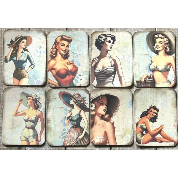 summer girls junk journal vintage style summertime card toppers set
