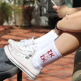 Sigma Kappa Sorority Socks in Greek Letters - Soft Cotton Crew Socks for Women and Sisterhood