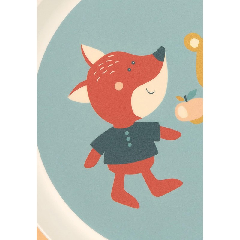 Sigikid Plate Bear & Fox rPET "4 Friends" Blue, One
