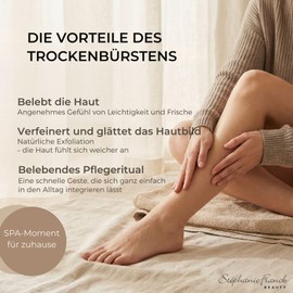 Stephanie Franck Beauty Dry Brushing Body Brush - Firm Dry Massage Brush, Tampico Fibre & FSC Beech Wood, 100% Vegan, Plastic-Free, Exfoliating, Firm Skin, Made in Germany