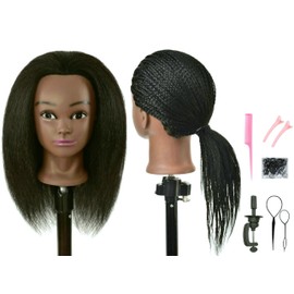 RYHAIR 22 Inch 100% Real Human Hair Mannequin Head Cosmetology Manikin Heads with Stand for Display Practice Braiding Styling Training Coloring Bleaching Dyeing Curling Cutting Updos