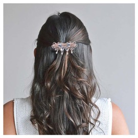 Iaceble White Crystal Butterfly Hair Clip Hairpin Rhinestone Wedding Hairclips Barrette Vintage Cz Head Clip Barrette Shining Bridal Hair Clips Hair Accessories for Women and Girl Headdress (White)