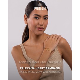 Purelei® Palekana Heart Bracelet, Women's Bracelet Made of Durable Stainless Steel, Waterproof Jewellery with Heart Pendant, Maximum Length 19 cm Adjustable, Stainless Steel