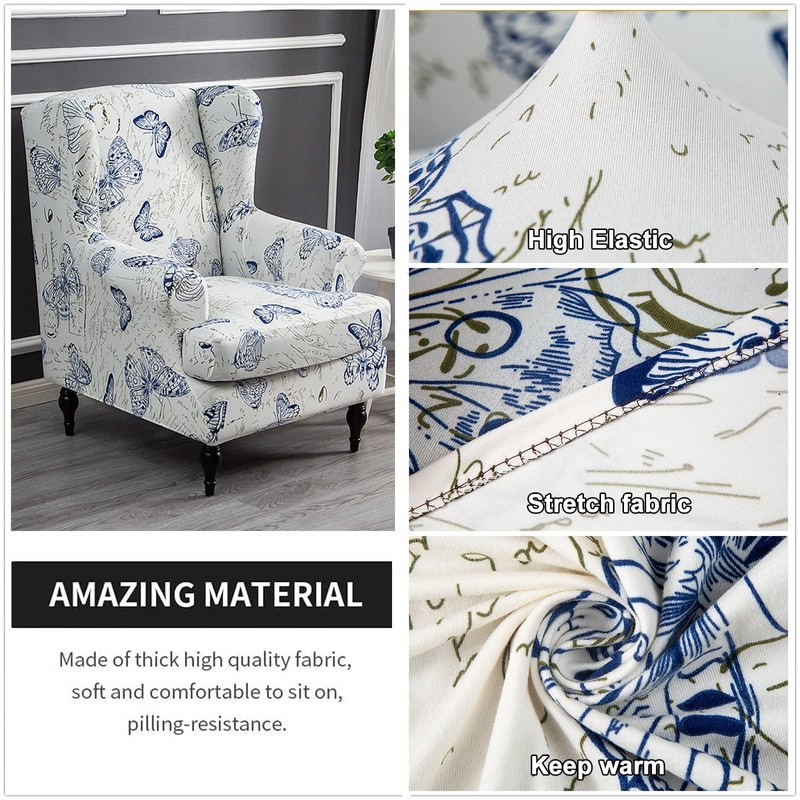 NILUOH Wing Chair Slipcovers 2 Pieces Stretch Spandex Wingback Chair