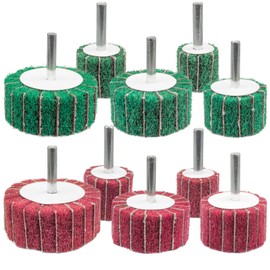 FEIHU Pack of 10 Sanding Mop Set/Flap Sander/Flap Sander, Fleece Abrasive Polishing Discs, Polishing of Metal, Wood, Stainless Steel, Shaft Diameter: 6 mm