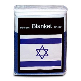 JAVI Sports Israel Flag Fleece Blanket 50"x60" Star of David Travel Throw Cover