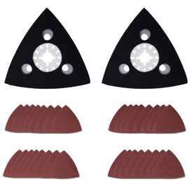Multi Tool Sanding Pad Replacement for Makita, Worx, Fein Multimaster Oscillating Multitool Accessories 80 MM with 40/80/180/240 Sanding Sheets by Poweka (34PCS)