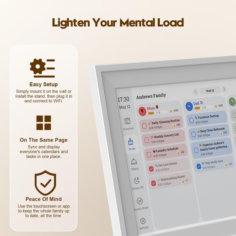 Mitoart 10.1 Inch Digital Calendar with IPS Touch Screen -