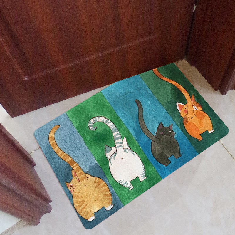 Cat Pattern Non slip Welcome Doormat Carpet Mat Indoor Outdoor