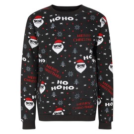 Ex UK Store Kids Christmas Sweatshirt Xmas Jumper Festive Top Boys Girls 9 to 16 Years New (Black 11-12)