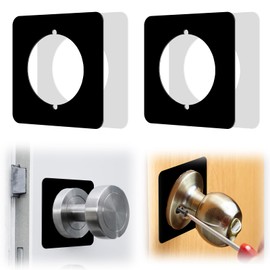 2 Pcs Door Knob Backing Plates Square Version with Double-Sided Tape Thick Stainless Steel Smooth Door Reinforcement Plate Scar Plates for Deadbolt Knob Interior Lock Handle Cover Filler Fixing Repair