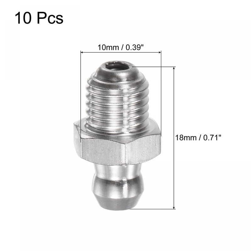uxcell 304 Stainless Steel Straight Grease Fitting M8 x 1mm