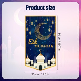Eid Al-Adha Eid Mubarak Door Sign, Ramadan Kareem Door Hanging Eid Mubarak Door Banner Welcome Ramadan Door Decor Party Decorations for Eid Mubarak Hajj Party Supplies
