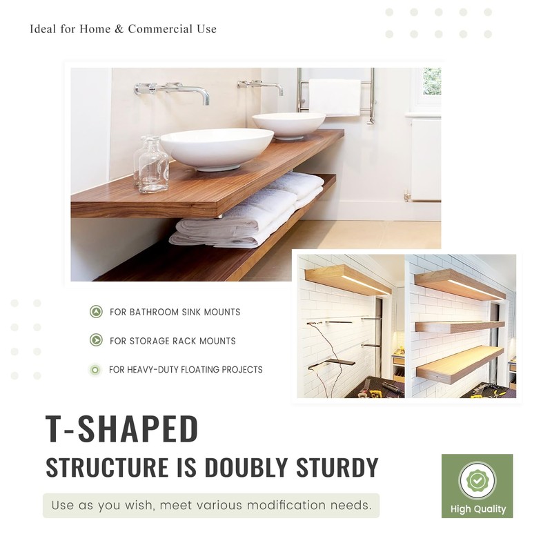 Floating Shelf Brackets Heavy Duty 3/8" Thick 4 Pack 16"