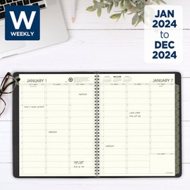 AT-A-GLANCE 2024 Weekly & Monthly Planner, Quarter-Hourly Appointment Book, 8-1/4" x 11", Large, Recycled, Black (70950G0524)