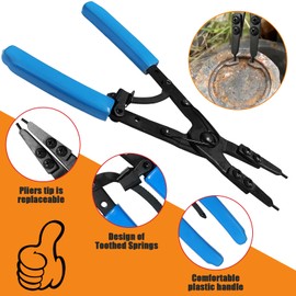 Upgraded 38700 Spindle Snap Ring Pliers Compatible with Ford SD Ford Super Duty Pickups 2007 and Newer, 10.9in Internal External Snap Ring Pliers for Installation and Removal of Circlips (Blue)