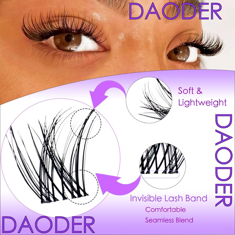 DAODER Natural Lash Clusters Kit Wispy Eyelash Clusters Lashes Invisible
