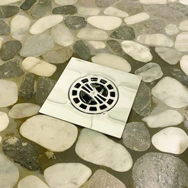 Danco Square Shower Drain Hair Catcher for Stand-Alone Shower Drain, 4-1/4 in. Shower Drain Cover, Shower Drain Protector, Chrome (11015)