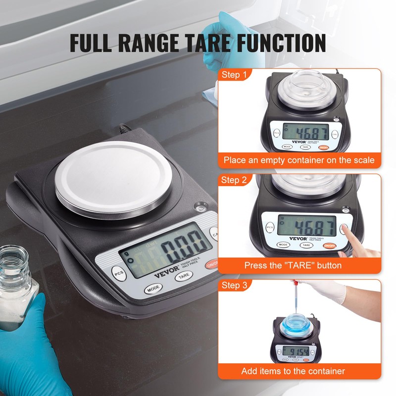 VEVOR Lab Scale, 600g x 0.01g Accuracy High Precision Analytical