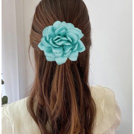 Flower Brooches for Women Satin Fabric Rose Brooches Handmade Flower Brooches Pin for Wedding Party Dance Banquet Ceremony Versatile Floral Accessory for Clothing and Hairstyling Size:4.72in (green)