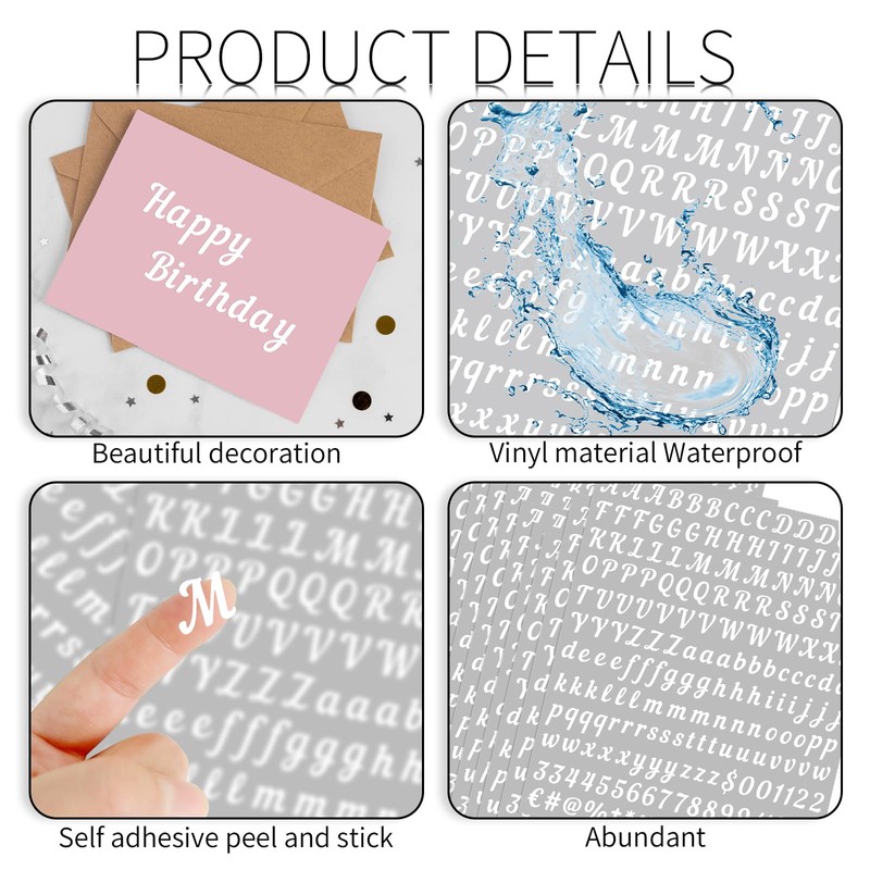 10 Sheets Small Letter Stickers - 0.5 Inch Handwritten White