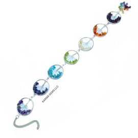 karma gems 7 Chakra Tree of Life Wall Hanging Ornament - Healing Crystal Wall Decor - Christmas Tree Decoration - Memorial Pendant, Prosperity & Good Luck Yoga Meditation - Approximately 13-14 Inch