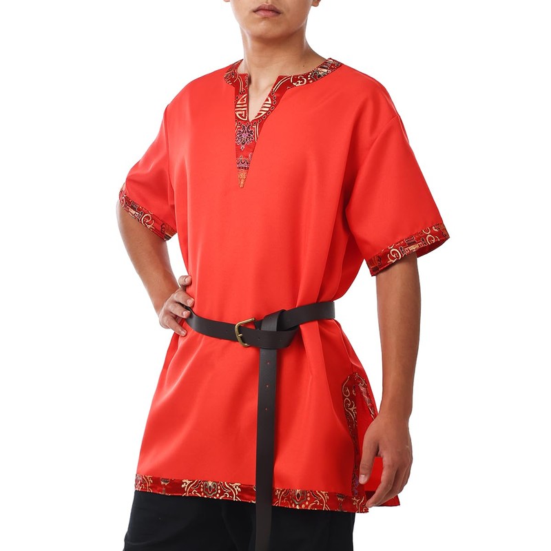 BLESSUME Medieval Viking Tunic Red Aristocrat Chevalier Cosplay Costume Talla