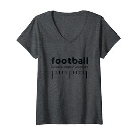 Womens Maxwell Public Wildcats Football Lines HS V-Neck T-Shirt