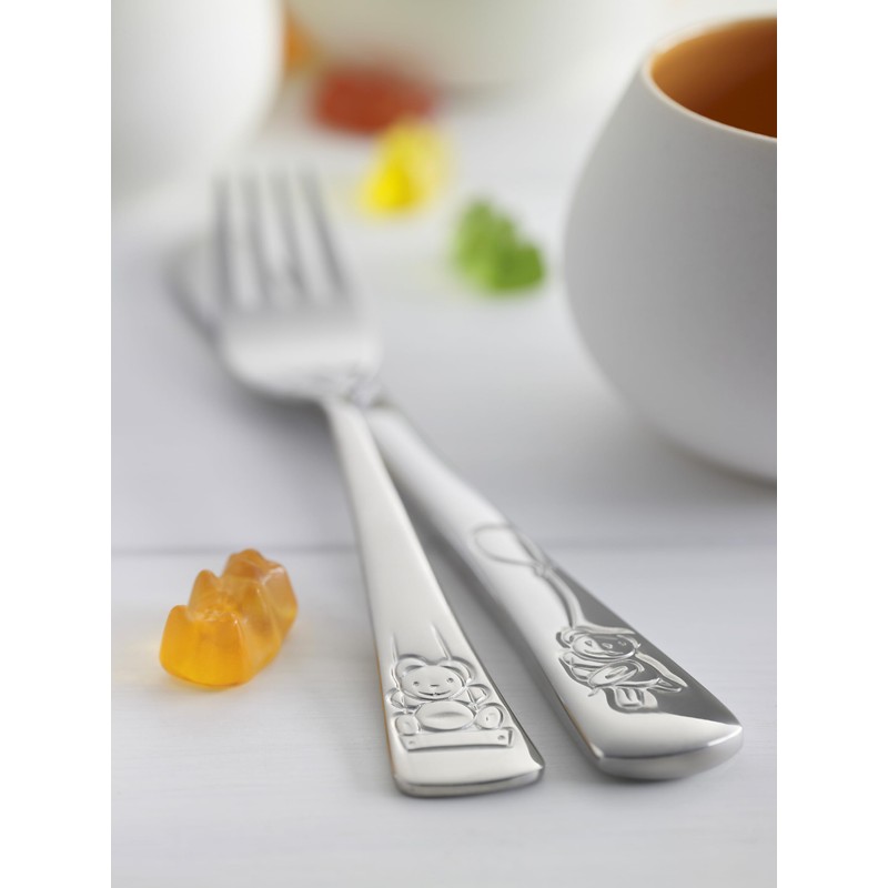 ZWILLING 1026657 Teddy Children's Cutlery Set, 4 Pieces, with Embossed