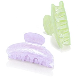 CAKURE Pink Hair Clips Medium Cute Claw Clips Hair Accessories for Women（Pack of 2） (c-light green&purple)