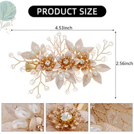 Brides Wedding Flower Hair Clips, Crystal Flower Hair Clips French Rhinestone Barrettes, Pearl Flower Hair Pins Hair Accessories for Women Girls Bridesmaids
