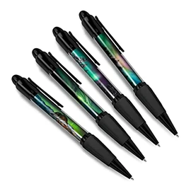 Set of 4 Northern Lights Black Ballpoint Pens - Aurora Borealis Mountains Iceland Travel Friends Boys Girls Men Women Theme Pen #79361