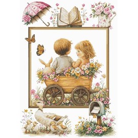 Luca-S Cross Stitch Kit The Adventures of The Little Ones, B7043, Counted Cross Stitch Kit for Adults, Needlecraft and Embroidery Kit