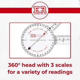 Ever Ready First Aid Plastic 8” Goniometer 360 Degree ISOM – 2 Pack