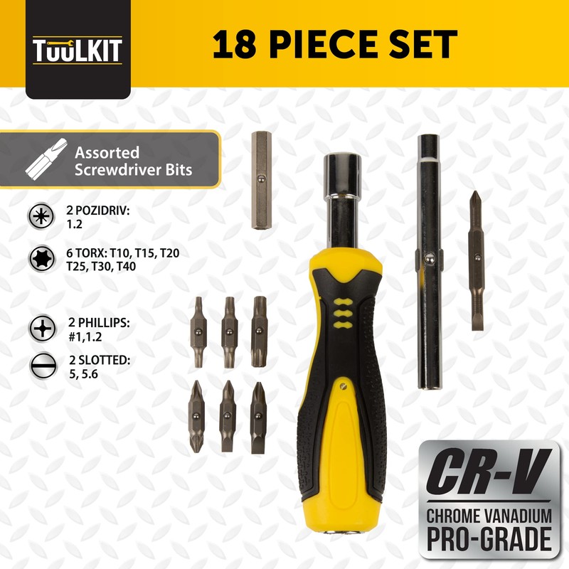 TuulKIT 18-in-1 Multifunction Screwdriver Set for all DIY tasks, has
