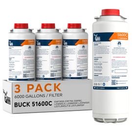 3 Pack Buck 51600C WaterSentry Replacement Filter for EWF6000 - Compatible with Elkay ezH2O Bottle Filling Stations, NSF/ANSI Certified, Removes Lead & Microplastics, 6000 Gallons/12 Months, No Chip