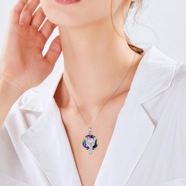 URONE Phoenix Necklace for Women 925 Sterling Silver Phoenix Crystal Pendant Necklace Firebird Jewellery Gifts for Women Girls