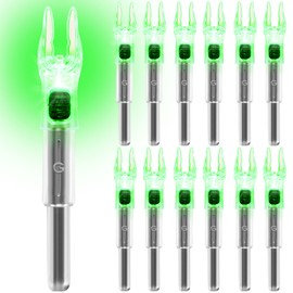 KEAUP 6/12 Pack G Lighted Nocks for Arrows with .165 .204 .233 .244 .246 Inside Diameter with X, H, S, GT Bushings High-Visibility LED Arrow Nocks, ON/Off Switch Included (12 Pack/Green)